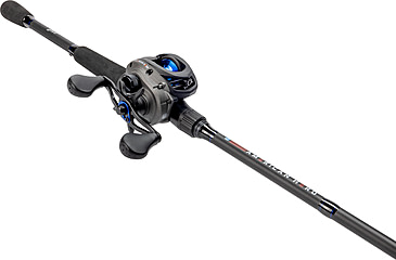 Image of Lew’s American Hero Baitcast Reel and Rod Combo, 7ft 1-PC Medium-Heavy  Fast IM6 Graphite Rod, 4+1 Bearings, 7.5-1 Ratio, Speed Gears, LH Retrieve, Gray/Black/Blue, AH1SHL70MHCG2