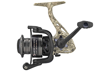 Image of Lew’s American Hero Camo Spinning Reel, SZ 200 Reel, 5+1 Bearings, 6.2-1 Ratio, 1-PC Graphite Frame, Oiled Felt Multi-Disc Drag, Camo/Black, Clam Pack, AHC200G2C
