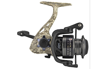 Image of Lew’s American Hero Camo Spinning Reel, SZ 200 Reel, 5+1 Bearings, 6.2-1 Ratio, 1-PC Graphite Frame, Oiled Felt Multi-Disc Drag, Camo/Black, Clam Pack, AHC200G2C