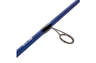 Image of Lew’s American Hero Spinning Rod, 6ft 6in 2-PC, Medium, Fast, IM6 Graphite Rod, Stainless Steel Guides and Inserts, EVA Split-Grip, No Foul Hook Keeper, Black/Blue, AH66MSG3-2