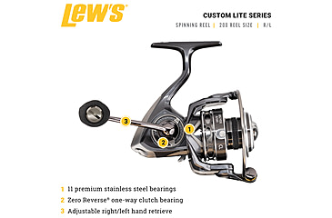 Image of Lew’s Custom Lite Spinning Reel, SZ 200, 6.2-1 Ratio, 10+1 Bearings, CL200