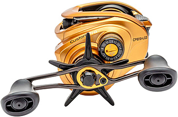 Image of Lew’s Custom Pro Baitcast Reel, 10+1 Bearings, 7.5-1 Ratio, Aluminum Frame and Sideplate, ParaMag ITB Brake, Aluminum Speed Gears, Carbon Fiber Drag, LH Retrieve, Gold/Black, CPB1SHLG3