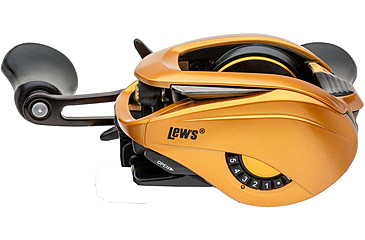 Image of Lew’s Custom Pro Baitcast Reel, 10+1 Bearings, 7.5-1 Ratio, Aluminum Frame and Sideplate, ParaMag ITB Brake, Aluminum Speed Gears, Carbon Fiber Drag, RH Retrieve, Gold/Black, CPB1SHG3
