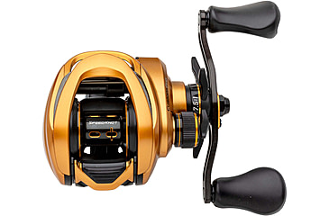 Image of Lew’s Custom Pro Baitcast Reel, 10+1 Bearings, 7.5-1 Ratio, Aluminum Frame and Sideplate, ParaMag ITB Brake, Aluminum Speed Gears, Carbon Fiber Drag, RH Retrieve, Gold/Black, CPB1SHG3
