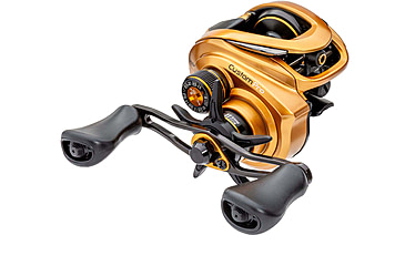 Image of Lew’s Custom Pro Baitcast Reel, 10+1 Bearings, 7.5-1 Ratio, Aluminum Frame and Sideplate, ParaMag ITB Brake, Aluminum Speed Gears, Carbon Fiber Drag, RH Retrieve, Gold/Black, CPB1SHG3