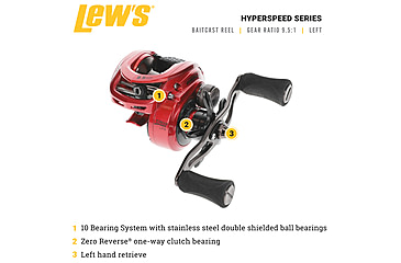 Image of Lew’s HyperSpeed LFS Baitcast Reel, LH Retrieve, 9.5-1 Ratio, 9+1 Bearings, HS1-9.5L