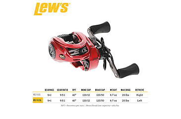 Image of Lew’s HyperSpeed LFS Baitcast Reel, LH Retrieve, 9.5-1 Ratio, 9+1 Bearings, HS1-9.5L
