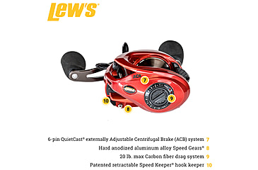 Image of Lew’s HyperSpeed LFS Baitcast Reel, RH Retrieve, 9.5-1 Ratio, 9+1 Bearings, HS1-9.5