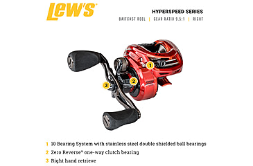 Image of Lew’s HyperSpeed LFS Baitcast Reel, RH Retrieve, 9.5-1 Ratio, 9+1 Bearings, HS1-9.5