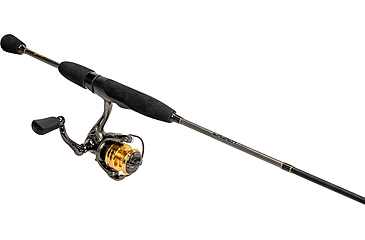 Image of Lew’s Laser Lite Spinning Reel and Rod Combo, 6ft 1-PC Rod w/ Light  and Fast, SZ 75 Reel, 3+1 Bearings, 5.0-1 Ratio, Speed Lube, Metallic Gray/Gold/Black, LLS7560LG2