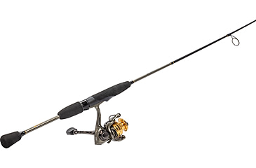 Image of Lew’s Laser Lite Spinning Reel and Rod Combo, 6ft 6in, 2-PC IM6 Rod w/ Ultra-Light  and Fast, SZ 100 Reel, 3+1 Bearings, 5.1-1 Ratio, Metallic Gray/Gold/Black, LLS1066ULG2-2