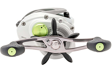 Image of Lew’s MACH 1 Baitcast Reel, 7+1 Bearings, 7.5-1 Ratio, Graphite Frame and Sideplate, Multi-Setting Brake, Speed Gears, Speed Lube, Combat Grips, LH Retrieve, White/Gray/Green, MH1SHLG3