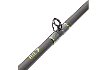 Image of Lew’s MACH 1 Casting Rod, 7ft 3in, 1-PC IM7 Graphite Rod w/ Medium-Heavy  and Moderate, Winn Dri-Tac Split-Grip, Graphite Skeletal Reel Seat, White/Black/Green, M1CBR