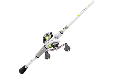 Image of Lew’s MACH 1 SS Baitcast Reel and Rod Combo, 6ft 9in, 1-PC, Med-Light, Fast IM7 Rod, 7+1 Bearings, 7.5-1 Ratio, Shallow Spool, LH Retrieve, White/Black/Gray/Green, MHSS1SHL69MLG3