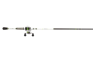 Image of Lew’s MACH 1 SS Baitcast Reel and Rod Combo, 6ft 9in, 1-PC, Med-Light, Fast IM7 Rod, 7+1 Bearings, 7.5-1 Ratio, Shallow Spool, RH Retrieve, White/Black/Gray/Green, MHSS1SH69MLG3