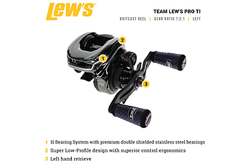 Image of Team Lew’s Ti Baitcast Reel, LH Retrieve, 7.5-1 Ratio, 10+1 Bearings, PT1SHLG2