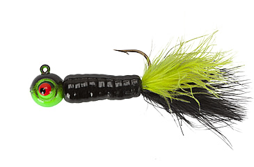 Image of Lindy Fuzz-E-Grub Jig, Black Chartreuse, 1/4oz, 2in, 2 per Pack, LFEG536