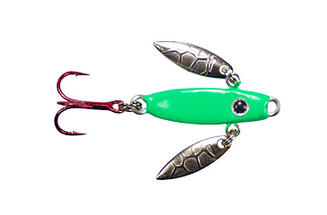 Image of Lunkerhunt Lead Icy Glide Bait, Fluorescent Green Glow, 1.13in &amp; 1/8 oz, IG04