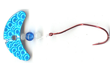 Image of Macks Lure Smile Blade Slow Death Rig, Number 2 Hook, Blue Scale Smile Blade/Glo White Bead/Flo Blue Center Bead, 63309