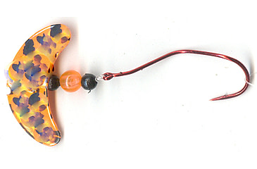 Image of Macks Lure Smile Blade Slow Death Rig, Number 2 Hook, Orange Black Tiger Smile Blade/Black Bead/Flo Fire Orange Center Bead, 63301