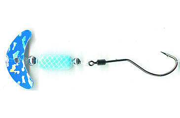 Image of Macks Lure Smile Blade Spindrift Walleye Spinner, Number 1 Hook 72in Leader, Blue Silver Tiger Smile Blade/White Blue Scale Pill, 63356