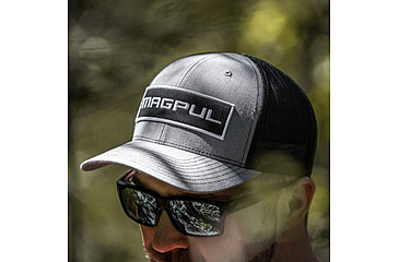 Image of Magpul Industries Wordmark Patch Trucker Hat, Gray/Black, OSFA, MAG1104-032