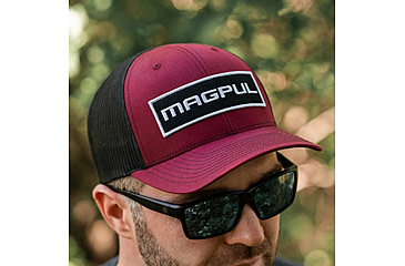 Image of Magpul Industries Wordmark Patch Trucker Hat, Red/Black, OSFA, MAG1104-604