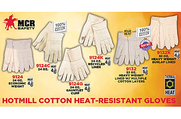 Image of MCR Safety Hot Mill Burlap Premium Work Gloves - Mens, 32 oz, Medium, Heavy Weight Fabric, Burlap Lined, 9132KM