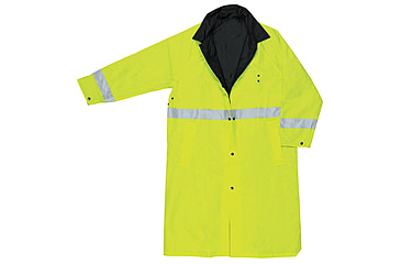 Image of MCR Safety Luminator Premium Waterproof Raincoat, .54mm Nylon/PVC - PVC/Nylon, Reversible Coat to Black, Lime/Black, XL, 7368CRXL
