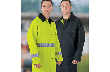 Image of MCR Safety Luminator Premium Waterproof Raincoat, .54mm Nylon/PVC - PVC/Nylon, Reversible Coat to Black, Lime/Black, XL, 7368CRXL