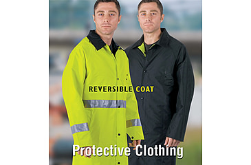 Image of MCR Safety Luminator Premium Waterproof Raincoat, .54mm Nylon/PVC - PVC/Nylon, Reversible Coat to Black, Lime/Black, XL, 7368CRXL