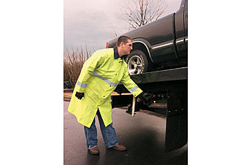 Image of MCR Safety Luminator Premium Waterproof Raincoat, .54mm Nylon/PVC - PVC/Nylon, Reversible Coat to Black, Lime/Black, XL, 7368CRXL