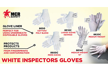 Image of MCR Safety 100% Cotton Lisle Inspectors Gloves - Men's, Large, Straight Thumb, 8600C