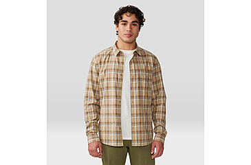 Image of Mountain Hardwear Big Cottonwood Short Sleeve Shirt - Mens, Moab Tan Canopy Plaid, Extra Large, 1829001214-XL