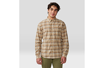Image of Mountain Hardwear Big Cottonwood Short Sleeve Shirt - Mens, Moab Tan Canopy Plaid, Extra Large, 1829001214-XL