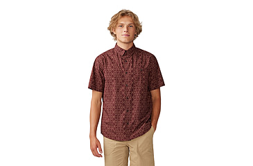 Image of Mountain Hardwear Big Cottonwood Short Sleeve Shirt - Mens, Washed Raisin Dot Geo Print, 2XL, 1829001630-XXL