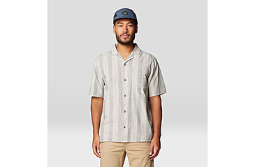 Image of Mountain Hardwear Cottonwood Camp Lite Short Sleeve Shirt - Mens, Moon Blue Strata Stripe, MxR, 190423011100