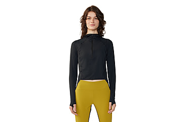 Image of Mountain Hardwear Crater Lake Half Zip Crop Hoody - Womens, 010, M, 2068771-010-M