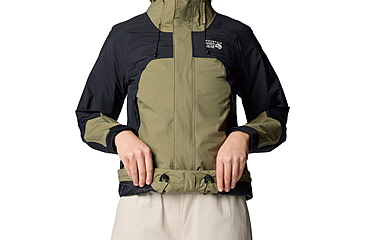 Image of Mountain Hardwear Dry Times Hooded Jacket - Womens, Mission Olive, Black, S, 190423045839