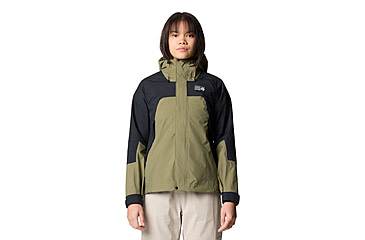 Image of Mountain Hardwear Dry Times Hooded Jacket - Womens, Mission Olive, Black, S, 190423045839