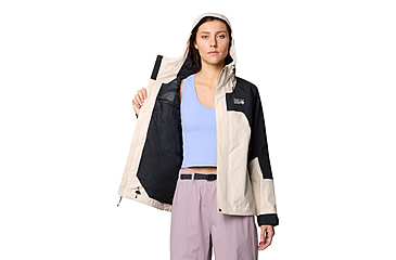 Image of Mountain Hardwear Dry Times Hooded Jacket - Womens, Talc, Black, XL, 190423045792