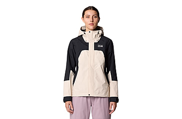 Image of Mountain Hardwear Dry Times Hooded Jacket - Womens, Talc, Black, XL, 190423045792