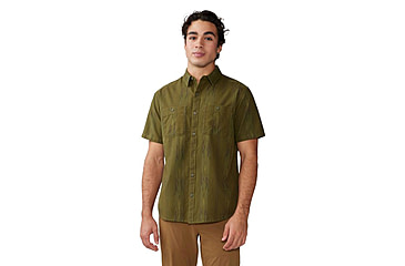Image of Mountain Hardwear Grove Hide Out Short Sleeve Shirt - Mens, Combat Green Ikat, 2XL, 1986831353-XXL