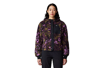 Image of Mountain Hardwear HiCamp Fleece Snap Front Jacket - Womens, Blackberry Forests Floor Print, Large, 2083701514-L