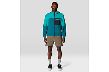 Image of Mountain Hardwear Wind Veil Hooded Jacket - Men's, Jack Pine, Blupernova, M, 2146681-314-M