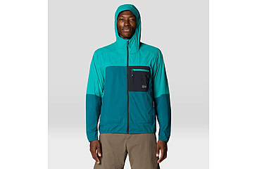 Image of Mountain Hardwear Wind Veil Hooded Jacket - Men's, Jack Pine, Blupernova, M, 2146681-314-M