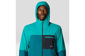 Image of Mountain Hardwear Wind Veil Hooded Jacket - Men's, Jack Pine, Blupernova, M, 2146681-314-M