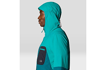 Image of Mountain Hardwear Wind Veil Hooded Jacket - Men's, Jack Pine, Blupernova, M, 2146681-314-M