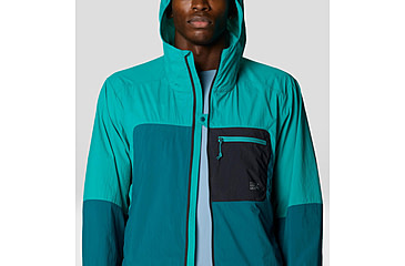 Image of Mountain Hardwear Wind Veil Hooded Jacket - Men's, Jack Pine, Blupernova, M, 2146681-314-M