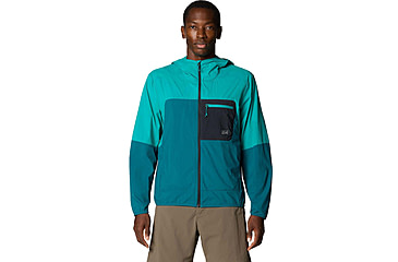 Image of Mountain Hardwear Wind Veil Hooded Jacket - Men's, Jack Pine, Blupernova, M, 2146681-314-M
